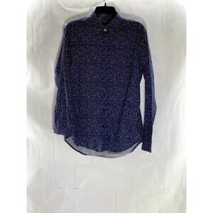 BANANA REPUBLIC Men's Blue Daisy Floral Soft Wash Slim-Fit Button-Up Shirt SZ M